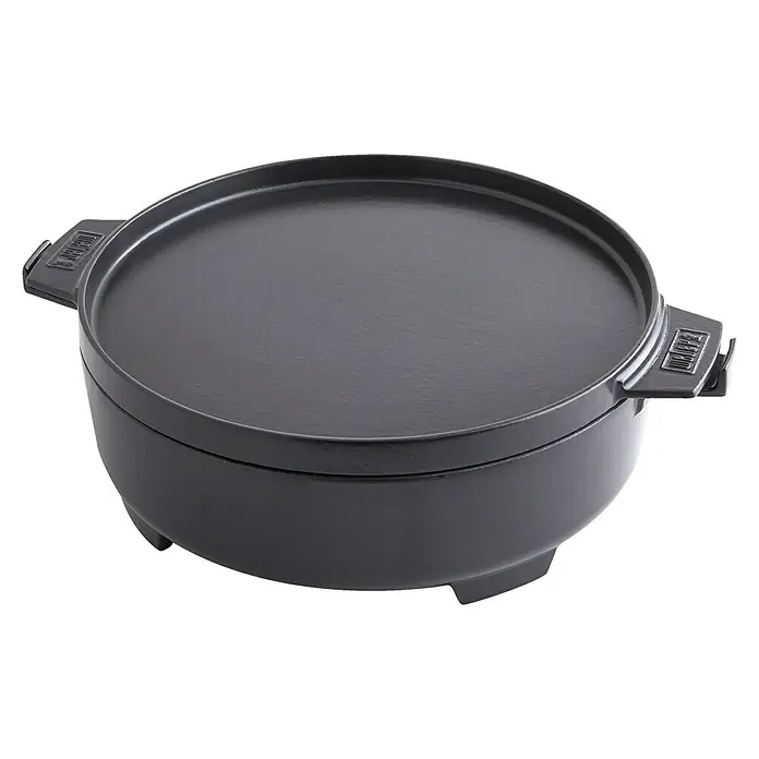 Weber Dutch Oven 2in1 - L x B x H: 33,5 x 42,37 x 12,27 cm, Gusseisen - Schwarzer Weber Dutch Oven aus Gusseisen, ideal zum Kochen im Freien. Robuste Konstruktion für gleichmäßige Wärmeverteilung.