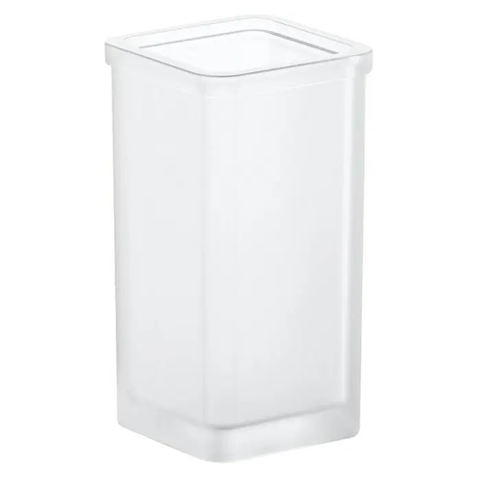 Grohe Selection Cube Ersatz-Bürstenglas - Glas, Matt - Ein transparenter, eckiger Behälter mit Deckel, ideal zur Aufbewahrung von Küchenutensilien oder Badezimmeraccessoires.