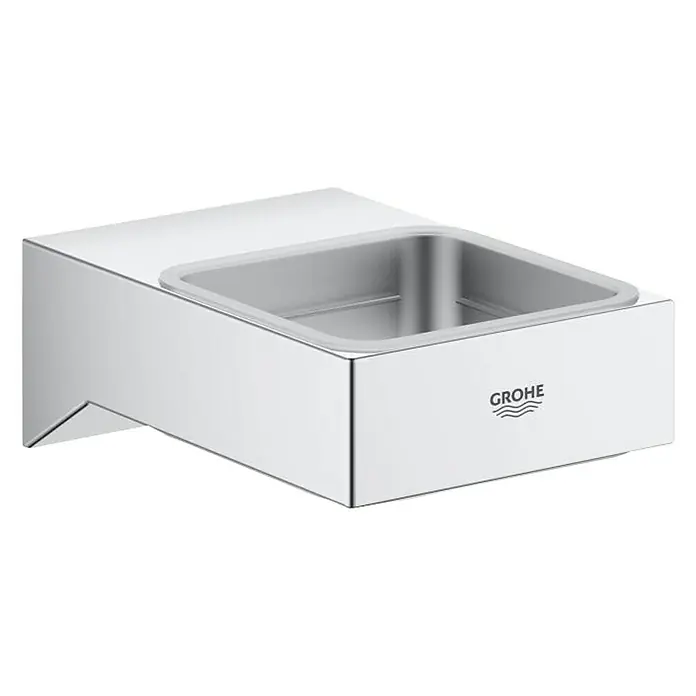 Grohe Selection Cube Becher- & Seifenhalter - Chrom, Glänzend - Grohe Seifenablage zur Wandmontage, glänzendes Chromfinish, rechteckiges Design mit abnehmbarer Schale für einfache Reinigung.