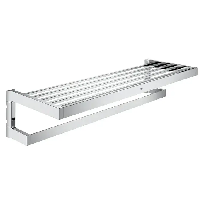 Grohe Selection Cube Multi-Badetuchhalter - Mit Ablage, Chrom, Glänzend - Handtuchhalter mit Regal in Chrom-Optik, ideal für Badezimmer. Praktische Ablagefläche für Handtücher und Accessoires.