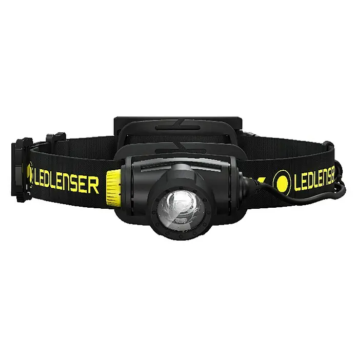 Ledlenser Stirnlampe H5R Work - 15 lm - 500 lm, IP67 - LED-Stirnlampe von Ledlenser mit verstellbarem Kopfband und fokussierbarem Lichtkegel für Outdoor-Aktivitäten.