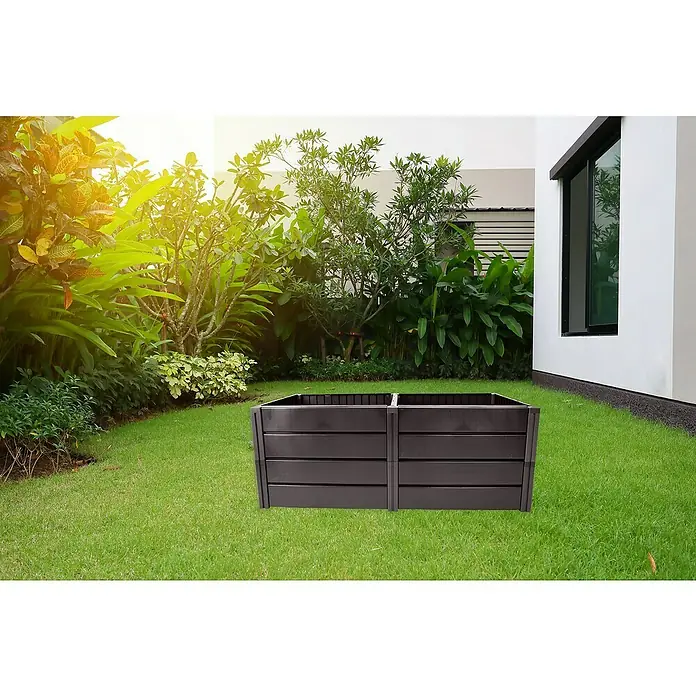 KHW Hochbeet Demeter XL - 158 x 82 x 61 cm, Kunststoff, Anthrazit - Dunkelbraunes, doppeltes Kompostierungsgerät im Garten. Ideal zur Kompostierung von Gartenabfällen und zur Herstellung von nährstoffreichem Dünger.
