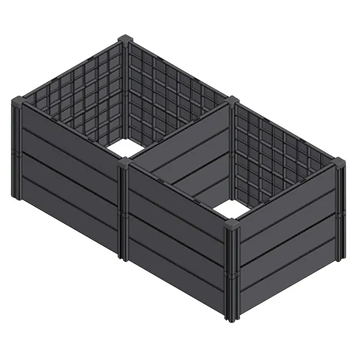 KHW Hochbeet Demeter XL - 158 x 82 x 61 cm, Kunststoff, Anthrazit - Abbildung eines grauen Hochbeets mit zwei Fächern, ideal für Gartenarbeit und Pflanzenaufzucht im Freien.