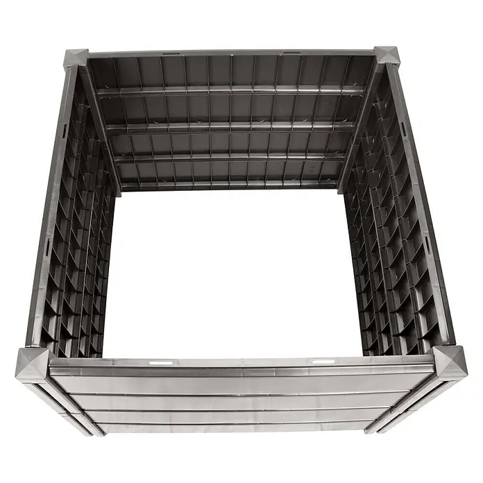KHW Hochbeet Demeter M - 82 x 82 x 61 cm, Kunststoff, Anthrazit - Bild einer modularen Kompostbox, die sich durch einfache Montage und Erweiterbarkeit auszeichnet. Ideal für Gartenabfälle.