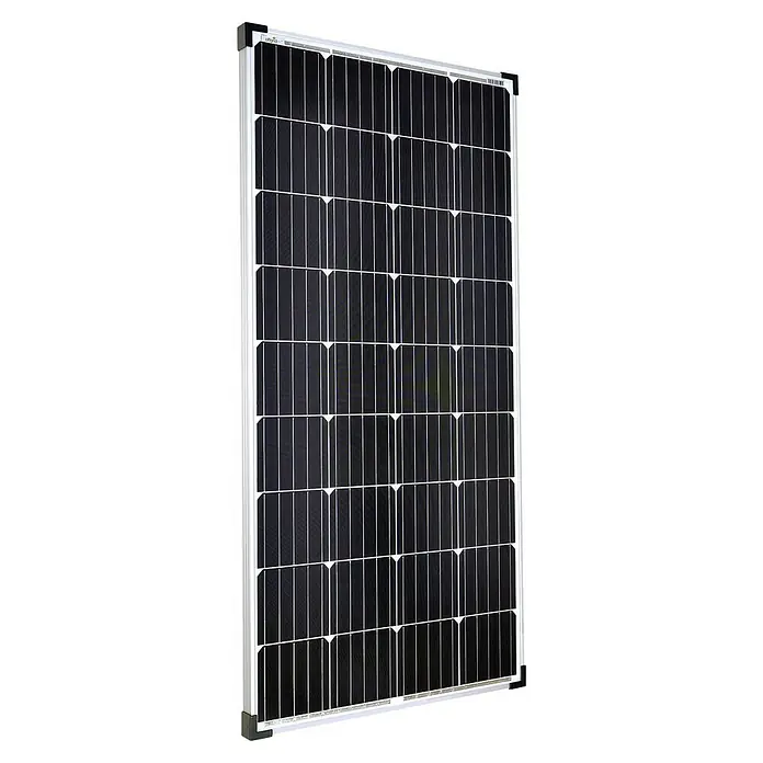 Offgridtec Solarmodul 0% MwSt. (gem. § 12 Abs. 3 UStG) - Nennleistung: 150 W, 114 x 68 x 3,5 cm, 1 Stk. - Nahaufnahme eines Solarmoduls mit mehreren Solarzellen, das saubere Energie erzeugt und eine umweltfreundliche Energielösung darstellt.