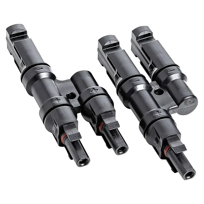 Offgridtec Y-Stück Abzweigbuchsen MC4 Y-Stecker-Paar - Passend für: 12 V Systeme - Schwarze MC4 T-Steckverbinder zur einfachen Verbindung von Solarmodulen mit sicherer und zuverlässiger Kontaktierung.