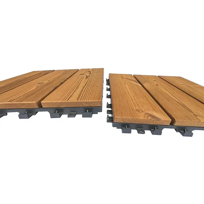 Loseta con sistema click Smartdeck - Pino, 30 x 30 x 2,5 cm, Natural, 6 ud. - Baldosas de madera para exterior, perfectas para patio o balcón. Fácil instalación con sistema de clic, resultado rápido y hermoso.