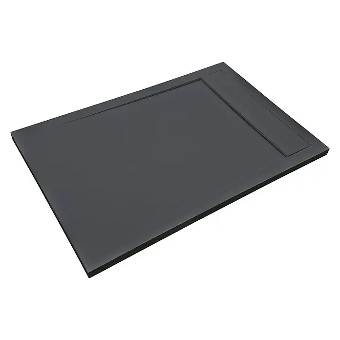 Camargue Manhattan Duschwanne - L x B: 120 x 80 cm, Schwarz - Elegante, dunkle Duschwanne. Die Duschwanne verfügt über ein modernes Design mit einem flachen Profil und einer integrierten Ablauffläche.