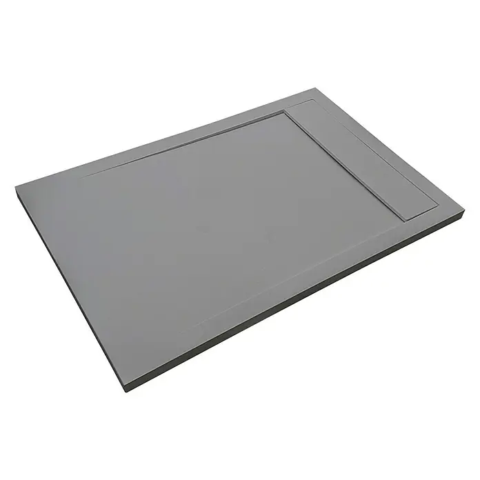 Camargue Manhattan Duschwanne - L x B: 120 x 80 cm, Grau - Graue Duschwanne mit schmalem Rand und Ablaufbereich für ein modernes Badezimmerdesign.