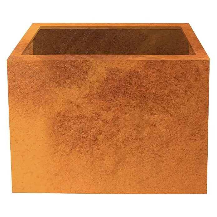 Palatino Exclusive Line Macetero para plantas Lotte - 80 x 40 x 50 cm, Acero Corten, Rojo-pardo - Jardinera rectangular con acabado rústico y texturizado marrón-naranja, que simula metal oxidado.