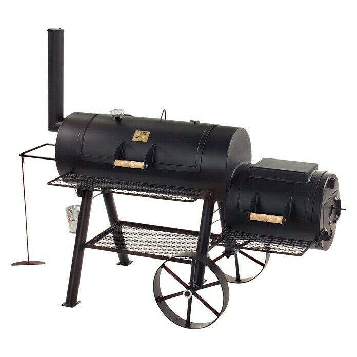 Joe´s Barbeque Smoker Texas ClassicMit Rollwagen, Grillfläche Garkammer: 100 x 39 cm Diagonal View