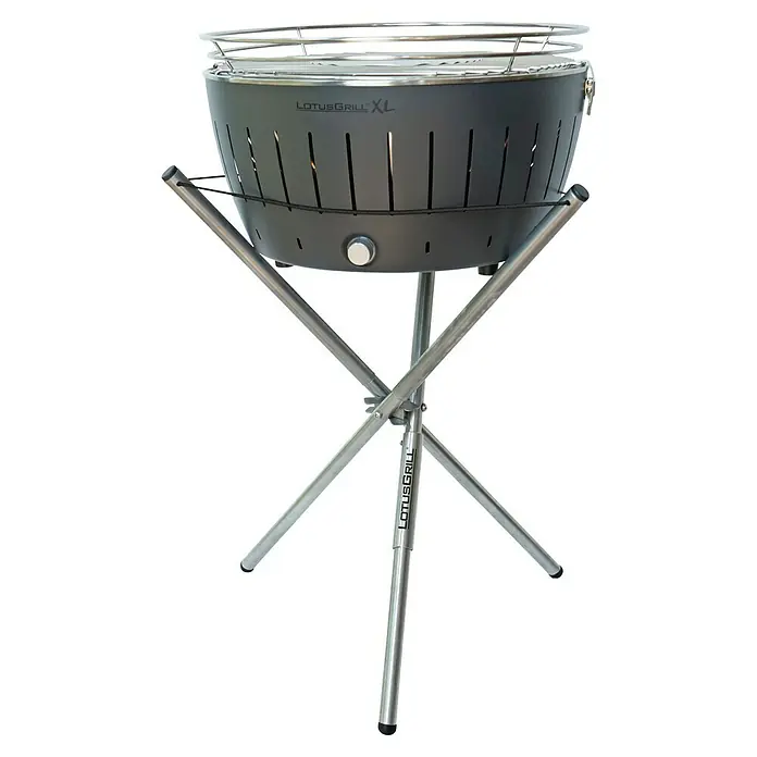 LotusGrill Holzkohlegrill XL - Durchmesser Grillfläche: 43 cm, Anthrazit - Lotusgrill XL Holzkohlegrill in Anthrazit mit Edelstahl-Grillrost und -Beinen für rauchfreies Grillvergnügen.