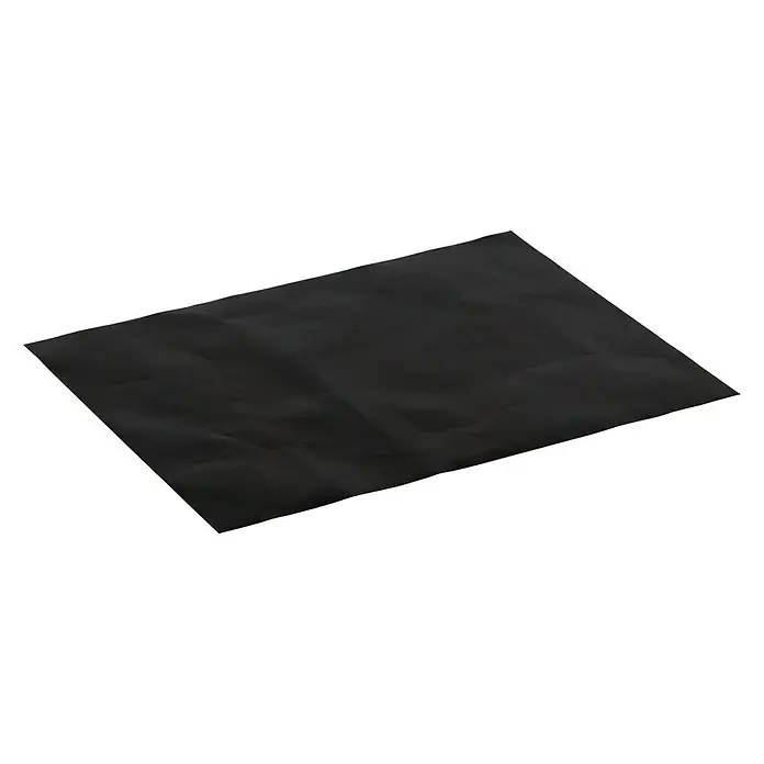Kingstone Grillmatte - L x B: 40 x 30 cm - Schwarzes, rechteckiges Stück Aluminiumfolie auf dunklem Hintergrund, das für vielfältige Zwecke in der Küche verwendet werden kann.