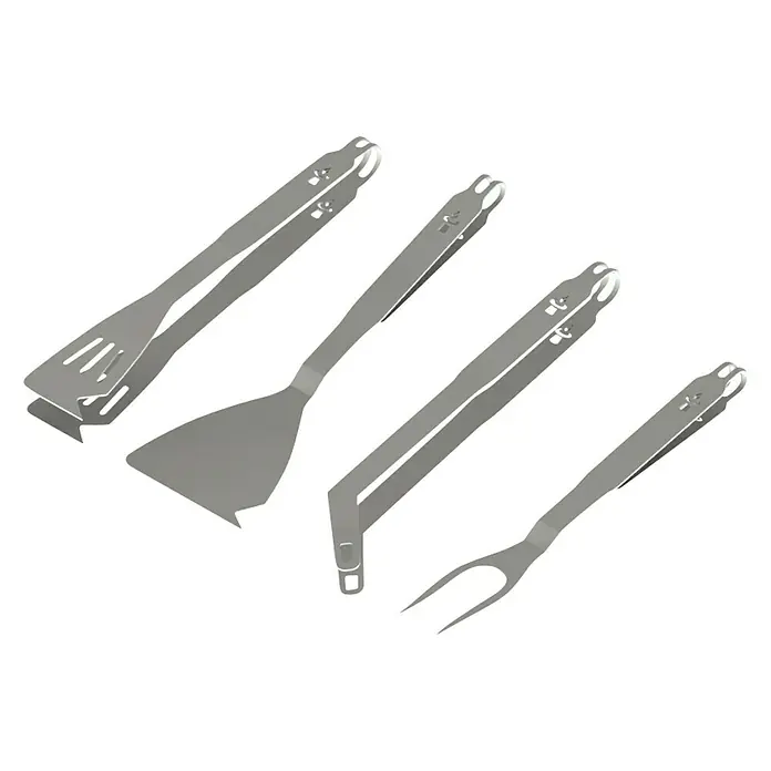 Remundi Grillbesteck Set - Edelstahl, 4 -tlg. - Grillbesteck-Set, bestehend aus Grillzange, Grillwender, Grillgabel und Grillpinsel, aus hochwertigem Edelstahl gefertigt.