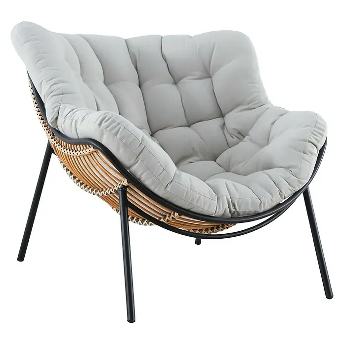 Sunfun Loungesessel XXL - B x T x H: 96 x 114,5 x 83,5 cm, Polyrattan, Beige - Dieser bequeme Sessel ist perfekt zum Entspannen. Er verfügt über ein weiches Kissen und ein stilvolles Design.