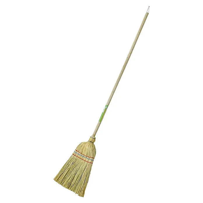 Freund Victoria Kinder-Strohbesen - Länge Stiel: 75 cm, Arbeitsbreite: 25 cm, Reisstroh - Abbildung eines Strohbesens mit einem langen Holzstiel. Ein unverzichtbares Werkzeug für die Hausreinigung.