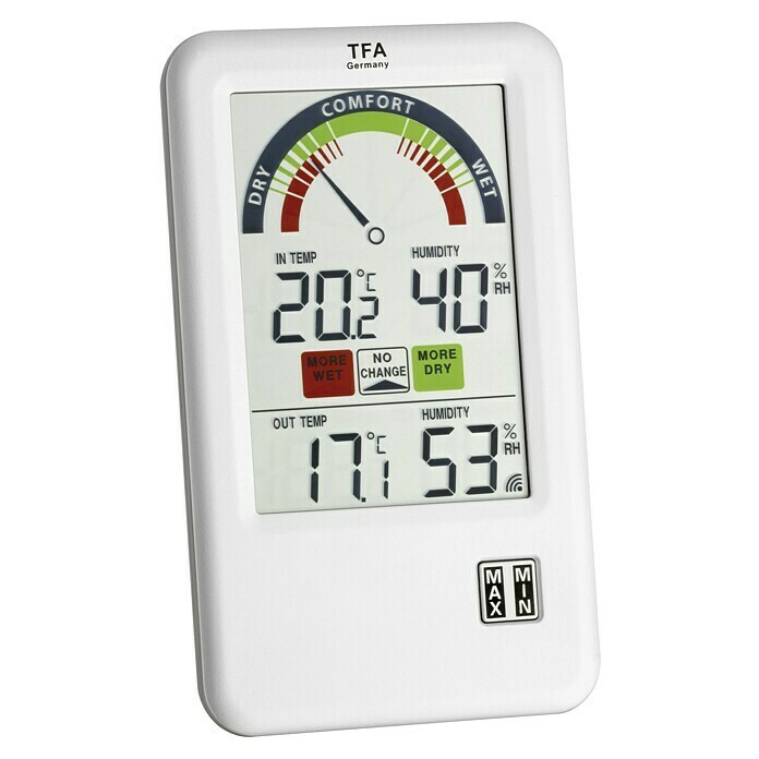 TFA Dostmann Funk-Thermo-Hygrometer Bel AirDigital, Reichweite Sensor: 100 m Front View