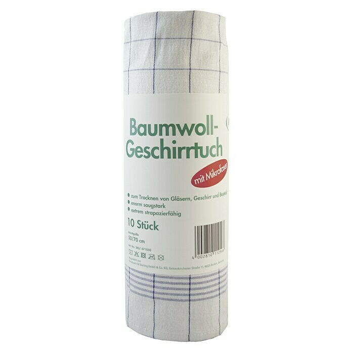 Geschirrtuch Baumwolle mit Mikrofaser10 Stk., 70 x 50 cm, 45% Mikrofaser, 48% Baumwolle, 7% Polyester Front View