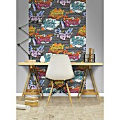 Dutch Wallcoverings Papierbehang Bakstenen Zwart/Graffiti (Zwart, Steenlook, 10 x 0,53 m) | BAUHAUS