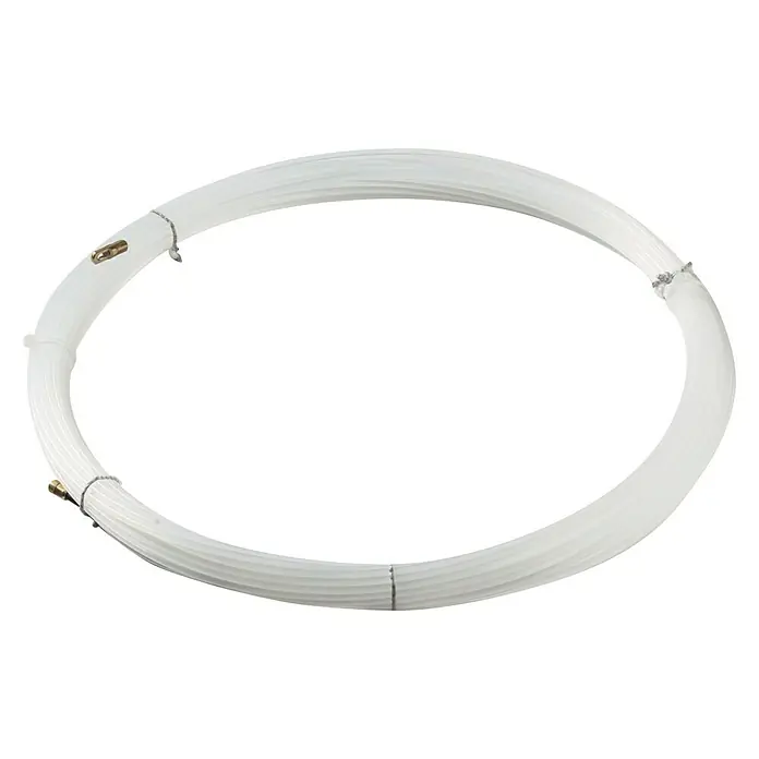 Famatel Pasacables Nylon - Blanco, Diámetro: 3 mm, Largo: 10 m - Primer plano de una lámpara fluorescente circular blanca con conectores visibles. Exhala una estética de diseño de iluminación moderno.