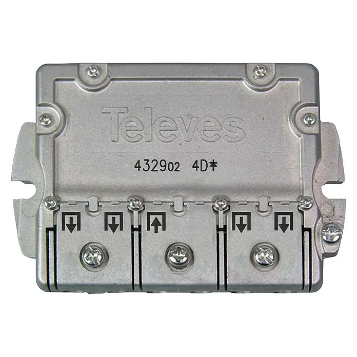 Televés Distribuidor EasyF 4D - x 4, Tipo de conexión: Conector F - El Televes 432902 4D+ garantiza una distribución óptima de la señal, perfecto para uso profesional. Este receptor de alta calidad garantiza un rendimiento excelente.