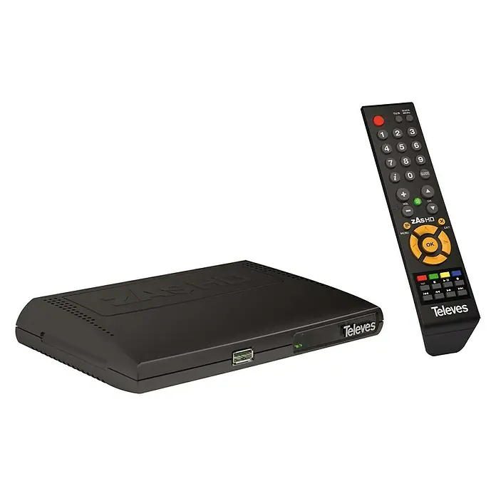 Televés Receptor de satélite zAs HD SAT - Negro - Receptor digital Televes ZAS HD y mando a distancia, un receptor digital para ver la TV.