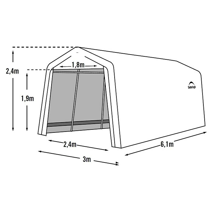 ShelterLogic Garage610 x 300 x 240 cm, Kunststoff Unknown