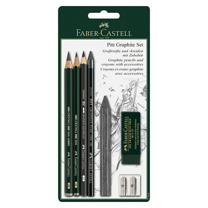 Faber-Castell Graphitstift-Set Pitt7 Stk., Grau Front View