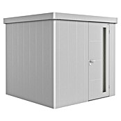 Biohort Neo Gerätehaus 2B (Außenbreite inkl. Dachüberstand: 236 cm, Außentiefe inkl. Dachüberstand: 236 cm, Stahl, Silber Metallic, Einzeltür) | BAUHAUS