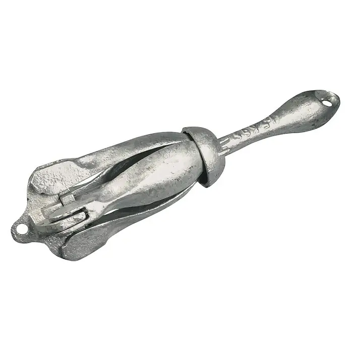 Talamex Ancla plegable - 1,5 kg, Acero, Galvanizado al fuego - Primer plano de un ancla plegable galvanizada, ideal para embarcaciones pequeñas y motos acuáticas, que garantiza una fijación segura en el fondo marino.