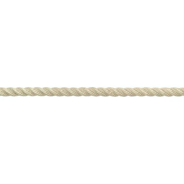 Robline Cuerda de amarre a metros Rapallo - Diámetro: 8 mm, Poliéster, Blanco - Primer plano de una cuerda robusta de color crema, ideal para aplicaciones náuticas y fines decorativos.