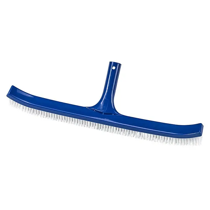 Malibu Poolbürste Lightweight - Kunststoff, Blau - Ein blauer Pool-Bürstenkopf mit weißen Borsten, der zur Reinigung von Schwimmbecken verwendet wird. Perfekt für die Poolreinigung.