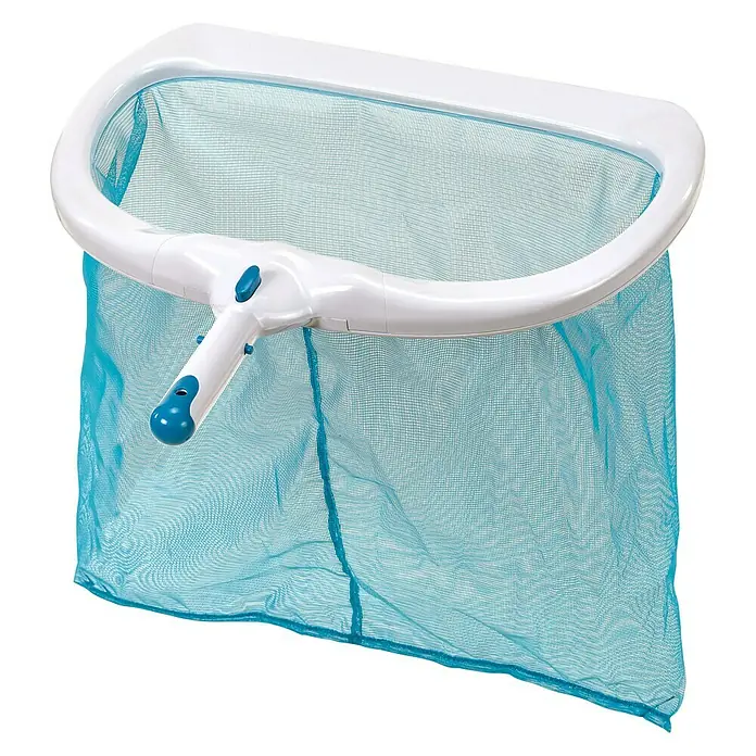 Malibu Bodenkescher White - Kunststoff - Poolkescher mit blauem Netz und weißem Rahmen zum Entfernen von Blättern und Schmutz aus dem Schwimmbad.