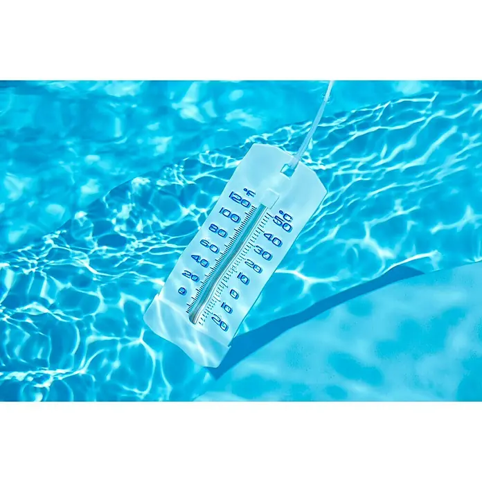 Malibu Wasserthermometer White - Weiß - Ein weißes Schwimmbadthermometer, das im Wasser treibt und die Temperatur anzeigt. Es misst sowohl Fahrenheit als auch Celsius.