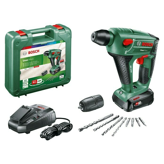 Bosch 18 V Power for All Akku-Bohrhammer Uneo Maxx18 V, Li-Ionen, 2,5 Ah, 1 Akku, Einzelschlagstärke: 0,6 J Diagonal View