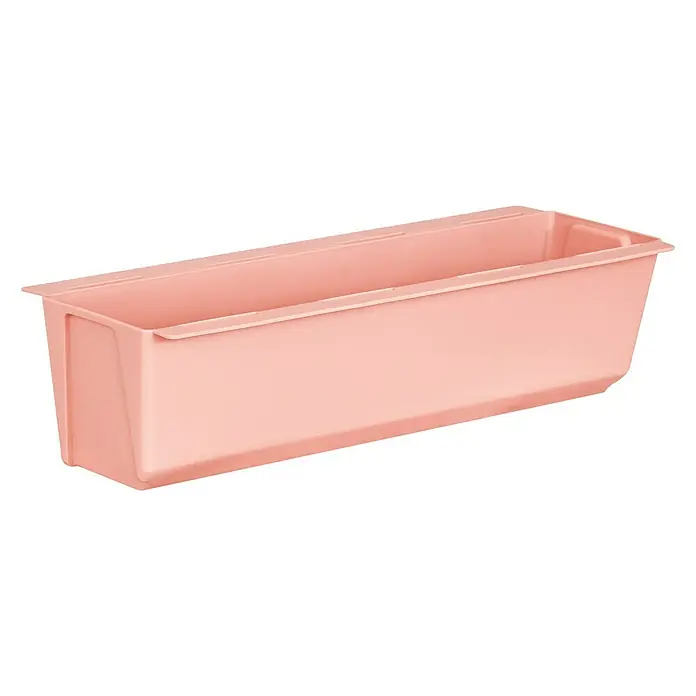 Geli Pflanzkasten-Einsatz Easy - Außenmaß (L x B x H): 37 x 10 x 10 cm, Kunststoff, Rosa - Aufnahme eines rosa Schrankbehälters aus Kunststoff auf einem schwarzen Hintergrund.