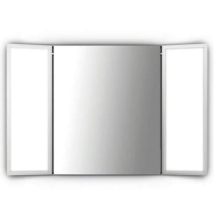 Camargue Klappspiegel Swing Light 2 - 110 x 70 cm, Leuchtmittel - Dieser Spiegelschrank mit drei Türen ist eine stilvolle und praktische Ergänzung für jedes Badezimmer. Er bietet viel Stauraum.