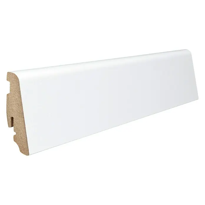 Living by Haro Sockelleiste Weiß - 220 cm x 19 mm x 58 mm, MDF - Ein weiß lackiertes Sockelleistenprofil, ideal für moderne Innenräume, bietet eine saubere und stilvolle Wandveredelung.