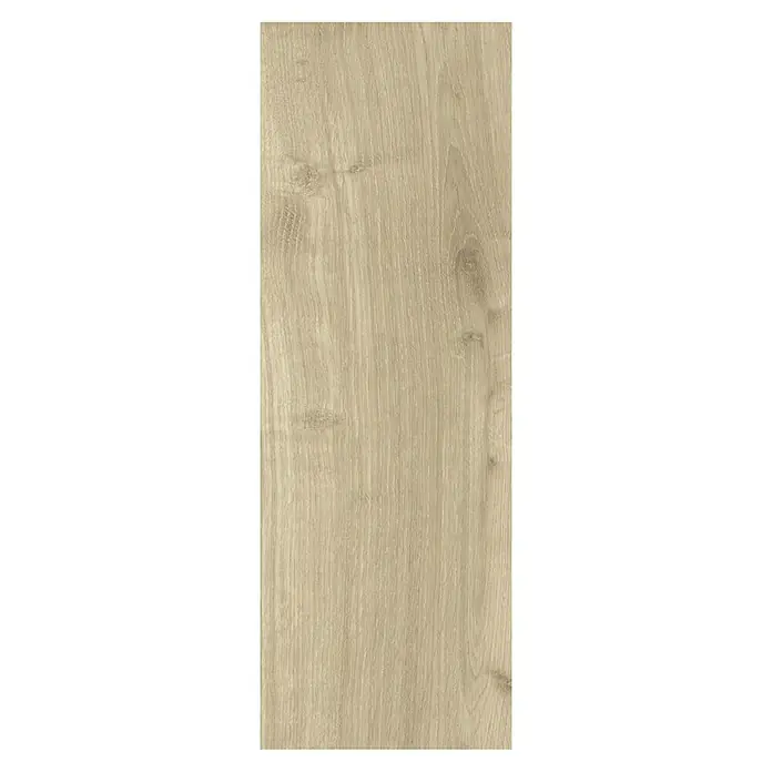 Living by Haro Laminatmuster Eiche Milton - 290 x 193 x 7 mm, Landhausdiele - Nahaufnahme einer einzelnen Bodenfliese in Holzoptik. Die Fliese ist hellbraun und hat eine natürliche Holzmaserung.