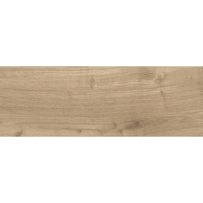 Living by Haro Laminatmuster Eiche Milton - 290 x 193 x 7 mm, Landhausdiele - Nahaufnahme einer einzelnen Bodenfliese in Holzoptik. Die Fliese ist hellbraun und hat eine natürliche Holzmaserung.