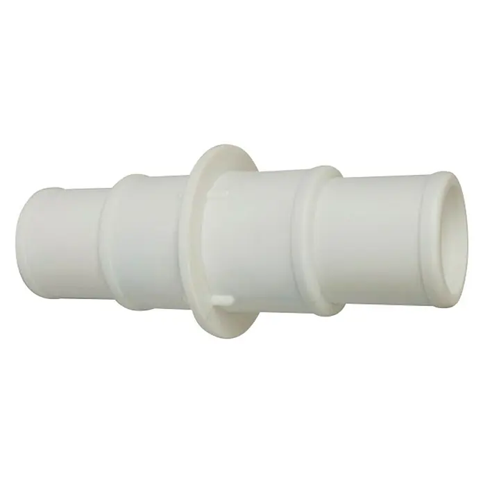 Malibu Schlauchtülle - Durchmesser Anschluss: 32 mm - 38 mm, 12 cm - Ein weißer Schlauchverbinder mit einem Mittelring. Ideal zum Verbinden von Schläuchen im Sanitärbereich oder Garten.