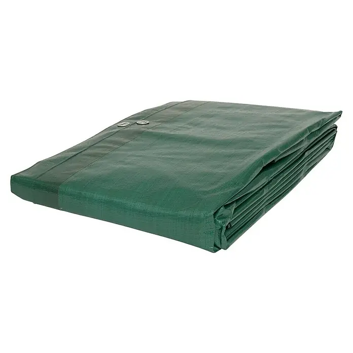Windhager Abdeckplane Extra Heavy - 210 g/m², Kunststoff - Eine gefaltete, dunkelgrüne Plane, die robust und wasserdicht ist, ideal zum Abdecken und Schützen von Objekten im Freien.
