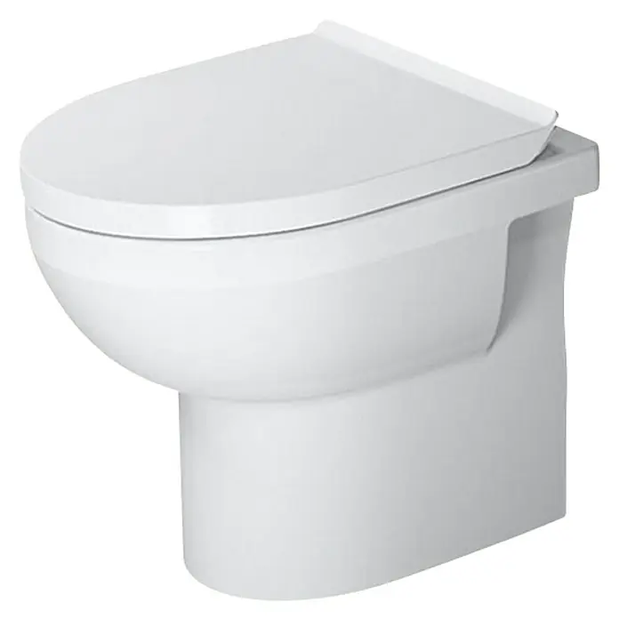 Duravit DuraStyle Stand-WC-Set - Spülrandlos, Ohne Spezialglasur, Spülform: Tief, WC Abgang: Waagerecht, Weiß - Ein weißes, wandhängendes WC mit geschlossenem Design und sanften Rundungen, ideal für moderne Badezimmer.