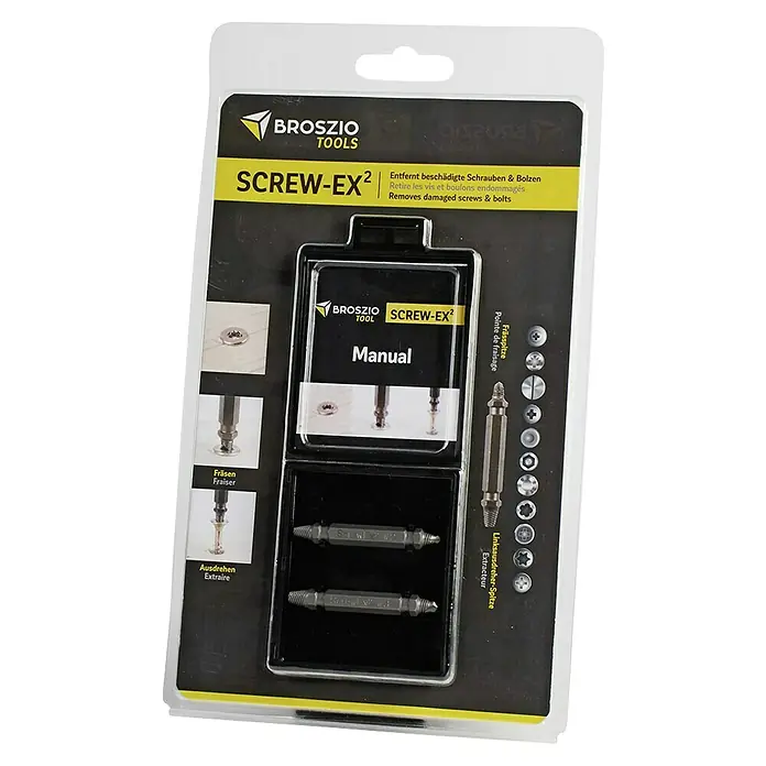 Broszio Schraubenausdreher Screw-Ex² - 2 -tlg. - Schrauben-Ausdreher-Set von Broszio Tools. Ideal zum Entfernen beschädigter Schrauben und Bolzen. Mit praktischem Handbuch für beste Ergebnisse.