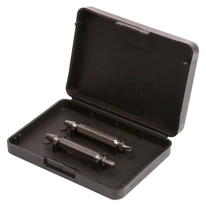 Broszio Schraubenausdreher Screw-Ex² - 2 -tlg. - Ein Set mit zwei Schraubenentfernern in einem schwarzen Kunststoffetui. Ideal für beschädigte Schrauben.