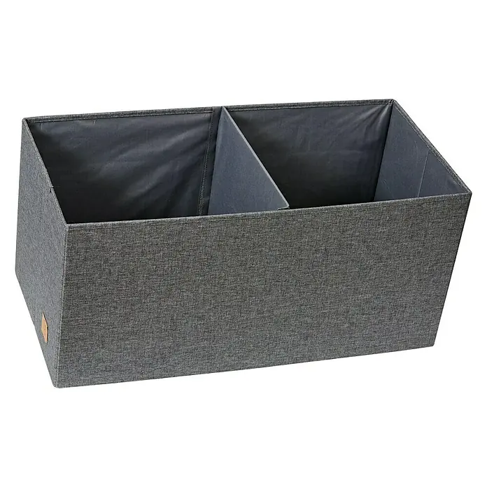 Store It Premium Sitz- & Aufbewahrungsbox Home - L x B x H: 38 x 76 x 38 cm, Grau - Grauer Stoff-Aufbewahrungskorb mit zwei Fächern, ideal zur Organisation von Gegenständen im Haushalt oder Büro. Praktisch und stilvoll.