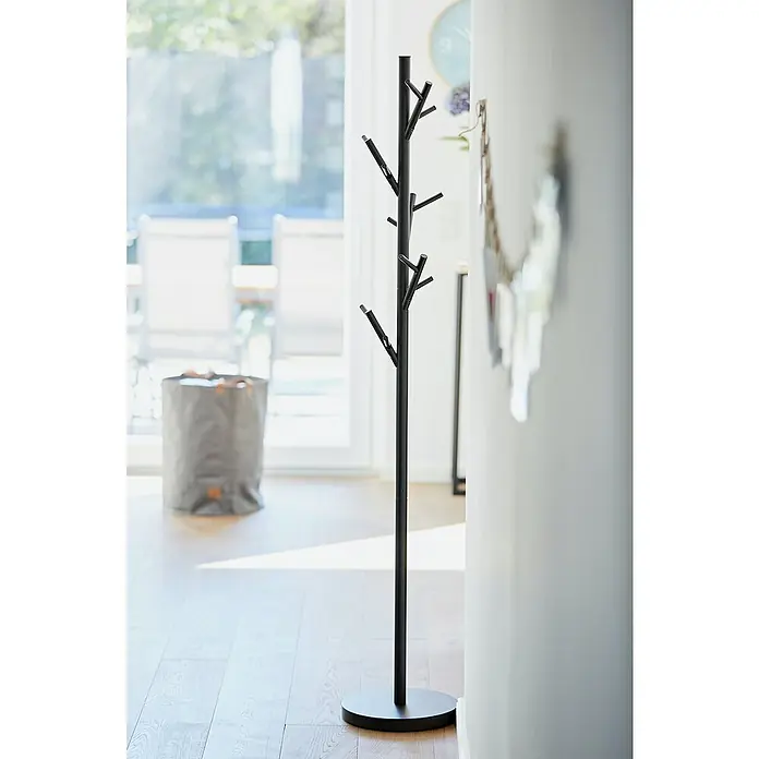 Garderobenständer Loft - Ø x H: 30 x 170 cm, Anzahl Haken: 15, Schwarz - Moderner schwarzer Garderobenständer im Flur. Praktische Aufbewahrung für Jacken und Accessoires.