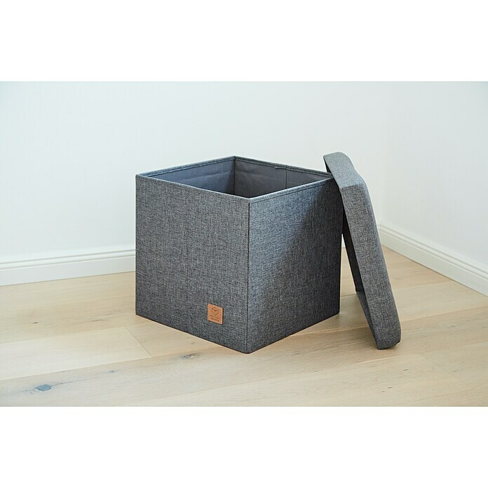 Store It Hocker mit Stauraum Premium HomeL x B x H: 38 x 38 x 38 cm, Grau Mood Shot