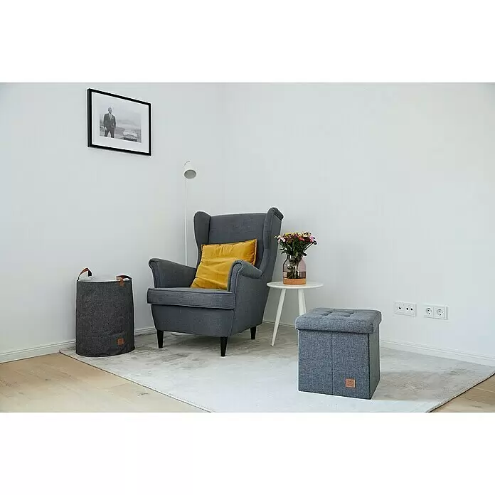 Store It Premium Hocker mit Stauraum HomeL x B x H: 38 x 38 x 38 cm, Grau Mood Shot