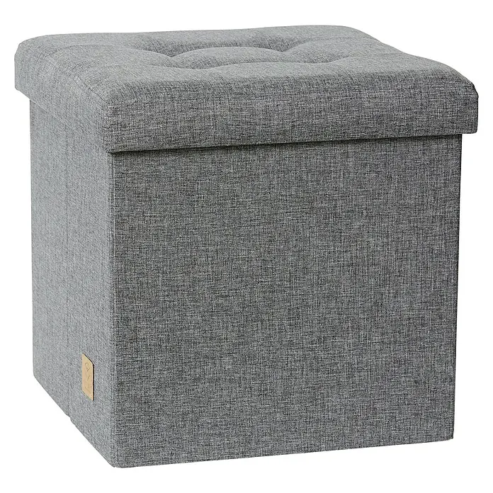 Store It Premium Hocker mit Stauraum Home - L x B x H: 38 x 38 x 38 cm, Grau - Grauer, quadratischer Ottomanenhocker mit Knopfheftung auf dem Deckel, ideal als Sitzgelegenheit oder Fußstütze.